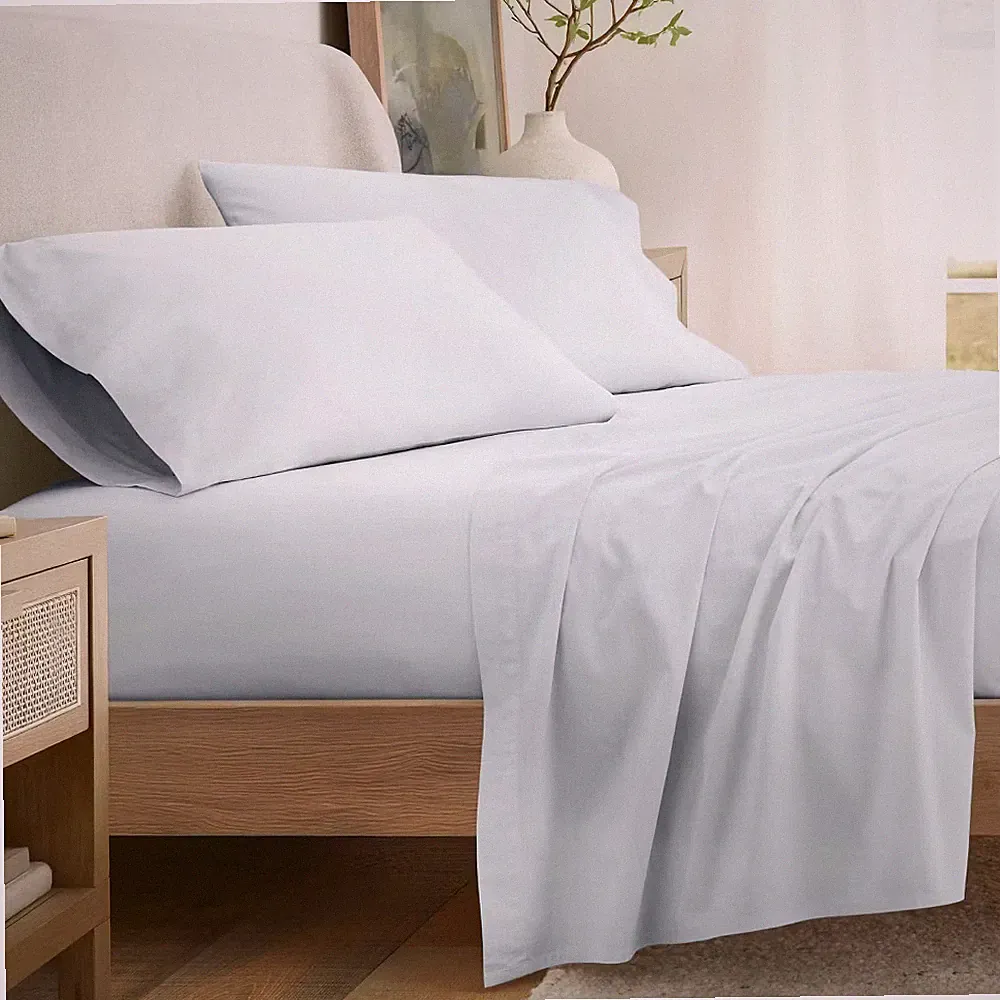 100% Percale Cotton 4PC Sheet Set, Brushed & Pre-Washed Bedding for Softness