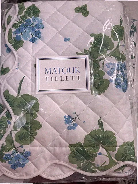 $225 Matouk Italy New 1pc Standard Sham Quilted 500TC Percale Geranium Blue