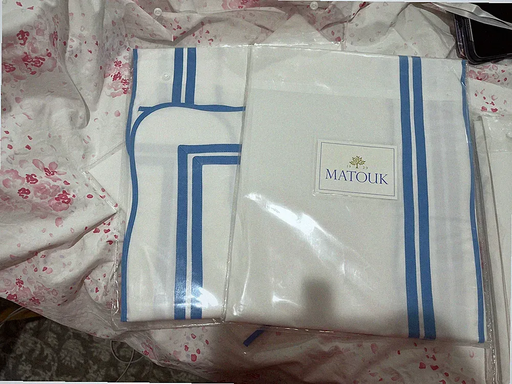 $675 Matouk Italy New 3pc Standard Shams River PERCALE 500TC Bright Sky LAST