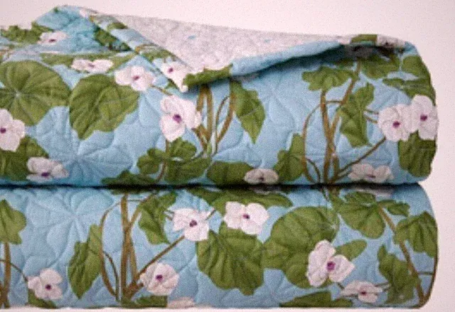 $825 YVES DELORME HANAE King Coverlet Bedspread 112x98" Floral Art Deco Graphic
