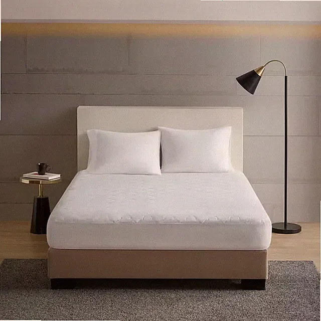 All Natural Medium Standard Cotton Percale Quilted Queen Mattress Pad