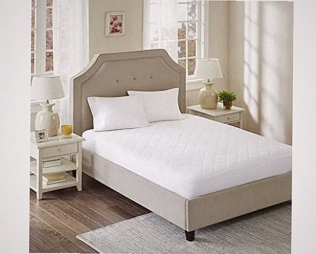 All Natural Medium Standard Cotton Percale Quilted Twin Mattress Pad