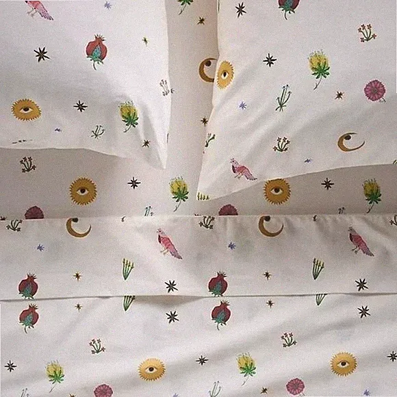 Anthropologie Juniper Full Sheet Set Organic Cotton Percale - NEW $158