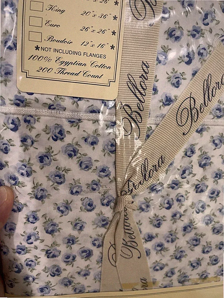 Bellora Italy NWT 2pc Standard Shams 100% Cotton Percale Blue