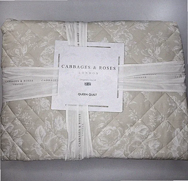 Cabbage & Roses Queen Quilt Paris Rose Linen Coverlet London Cotton Shell