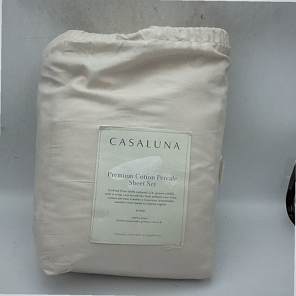 Casaluna King Premium Cotton Percale Sheet Set Beige