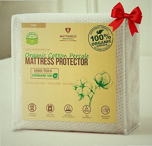 Deluxe Organic Cotton Percale Crib Mattress Protector Waterproof – OCS Certified