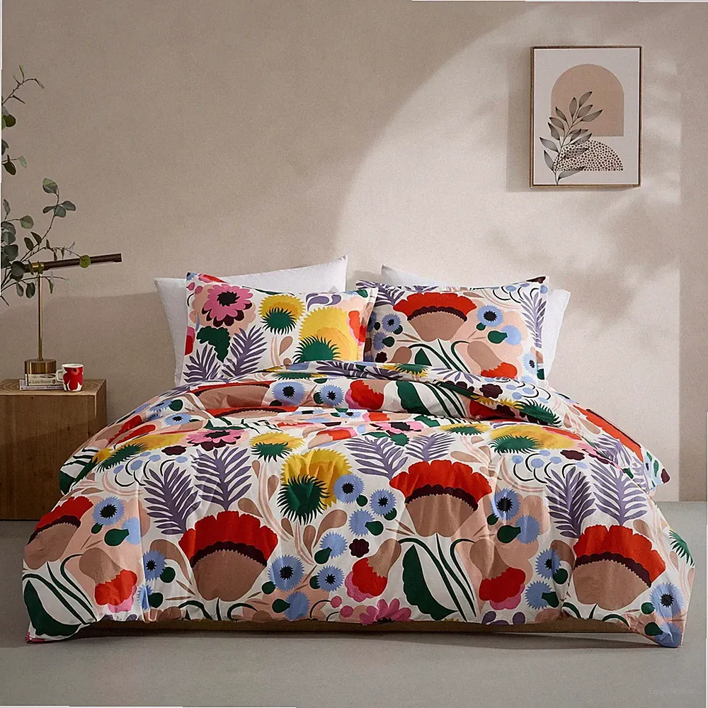 Full/Queen Duvet Cover Set, Cotton Percale Reversible Bedding with Matching...