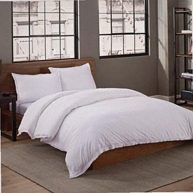 Garment Washed 100% Percale Cotton 3pc Full/queen Duvet cover set in White NEW