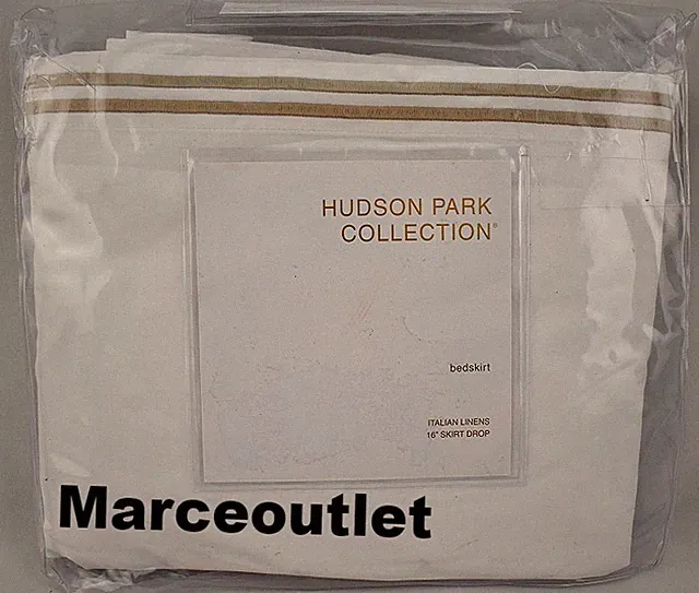 Hudson Park Classic Linens Egyptian Cotton Percale QUEEN Bedskirt White/ Champag