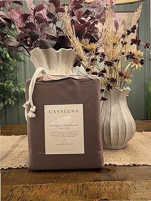 King 400 Thread Count Percale Sheet Set Fig Brown - Casaluna NEW