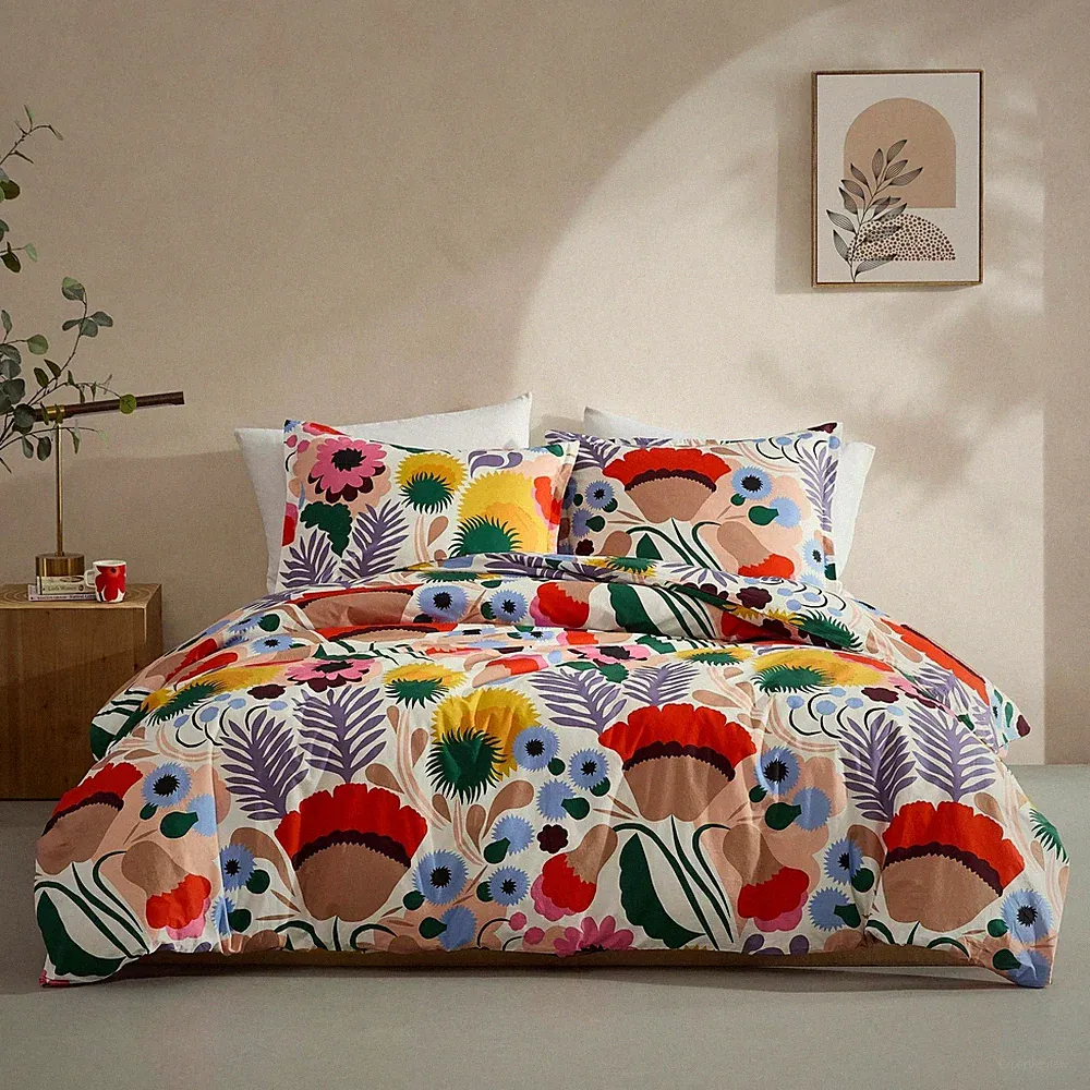 King Duvet Cover Set, Cotton Percale Reversible Bedding with Matching Shams...