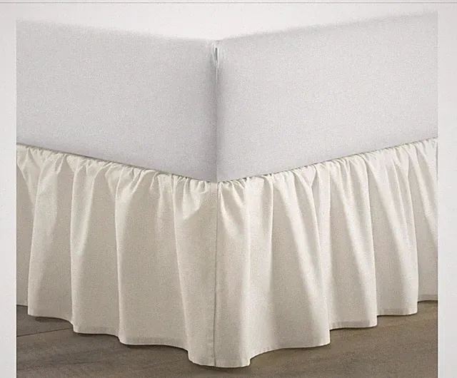 KING Ruffled Bed skirt 14" drop - 50/50 Poly Cotton Percale - ECRU (RTSC)