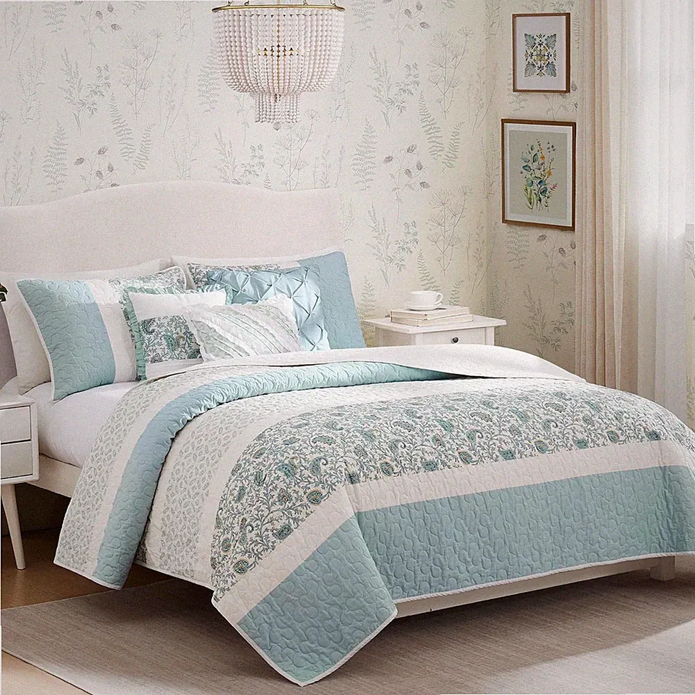 Madison Park Dawn 6 Piece Cotton Percale Reversible Coverlet Set King/Cal King