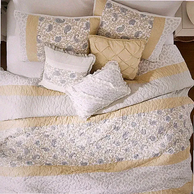 Madison Park Vanessa 6 PC Quilt Coverlet Set QUEEN Cotton Percal NWT & Pillows