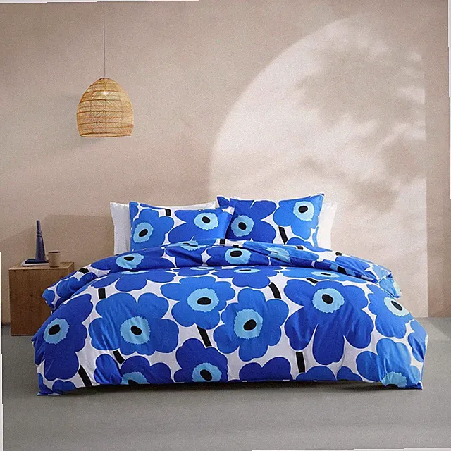 Marimekko - King Duvet Cover Set, Cotton Percale Reversible Bedding with