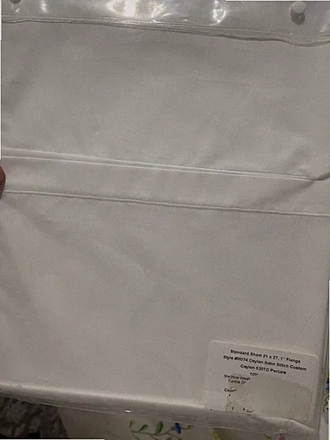 Matouk India New (2pc) Standard Shams Ceylon 520TC Percale White Stitch