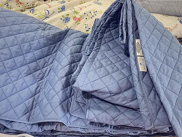 Matouk Italy New 1pc Queen Gemma Quilt 500TC Cotton Percale Medium Blue LAST
