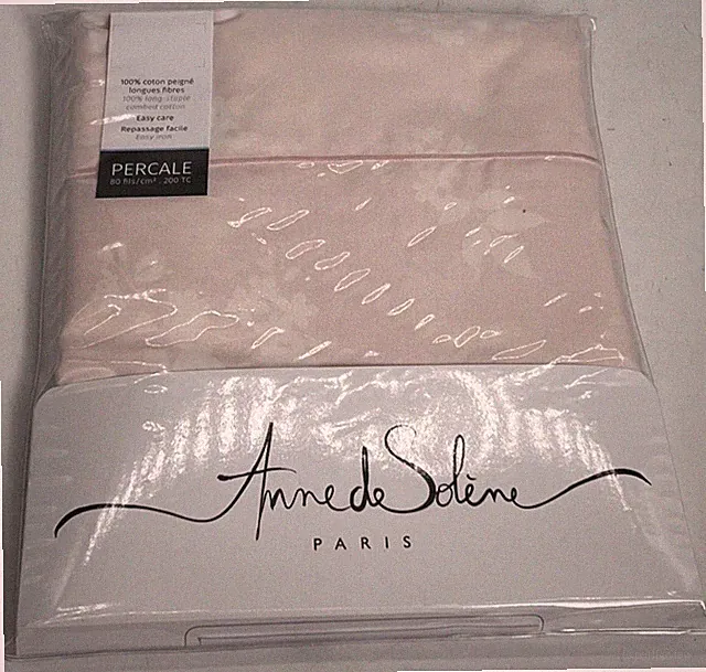 NEW Anne de Solene Paris Percale 100% Cotton Set of 2 Standard Pillowcases 22x32