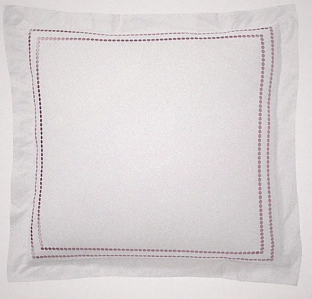 POTTERY BARN ORGANIC PERCALE EMBROIDERED ONE SHAM EURO LAVENDER STRIPE SOFT NIP
