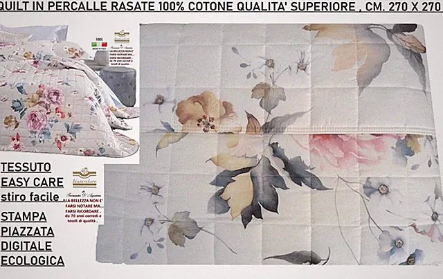 Quilt Bedspread Double Percale Shaved 100% Cotton Digital Print