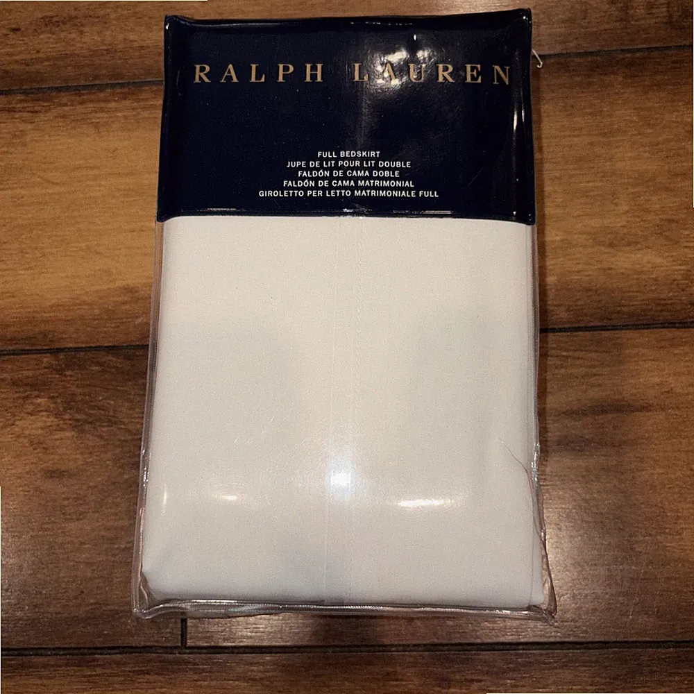 Ralph Lauren 464 TC Palmer Percale White Full Bedskirt Bed Skirt $130 NIP