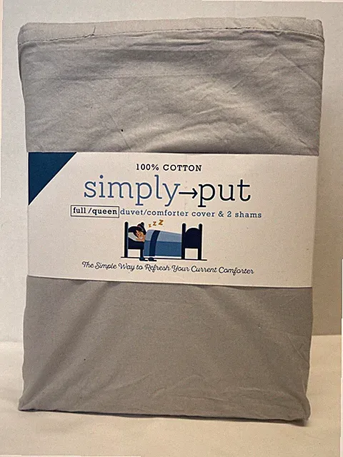 Simply Subtle Garment Wash Cotton Percale Full/Queen Duvet Cover Set with Shams