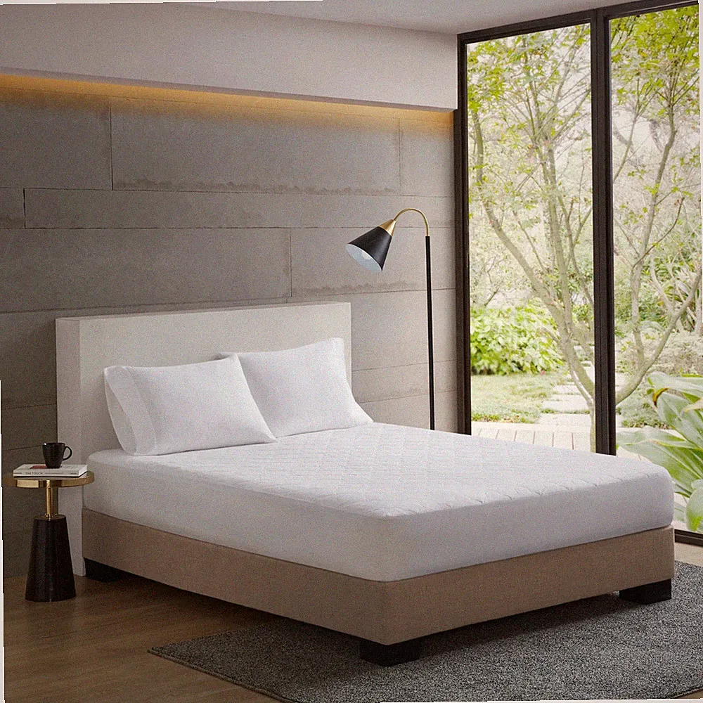 Sleep Philosophy Cotton?Percale Mattress Pad w/ Spandex Snug-on Slip Fit Skirt
