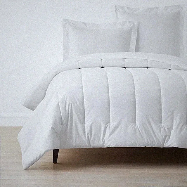 Solid Garment Washed Cotton Percale Comforter - White, Full...