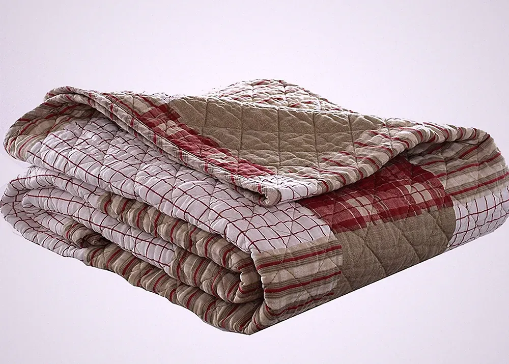 Throw Blanket, 100% Soft Cotton Percale Plaid Bedding, Throw Blanket for Co...