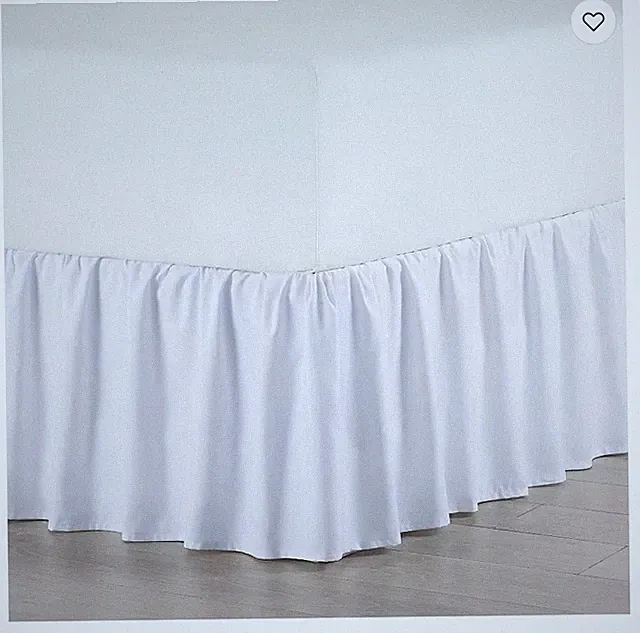 TWIN Ruffled Bed skirt 14" drop - 50/50 Poly Cotton Percale - WHITE (RTSC)