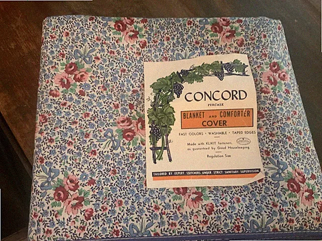 VTG New Concord Percale Blanket/comforter cover Blue Pink Floral