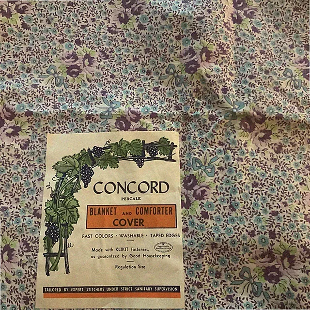 VTG New Concord Percale Blanket/comforter cover Blue Purple Floral